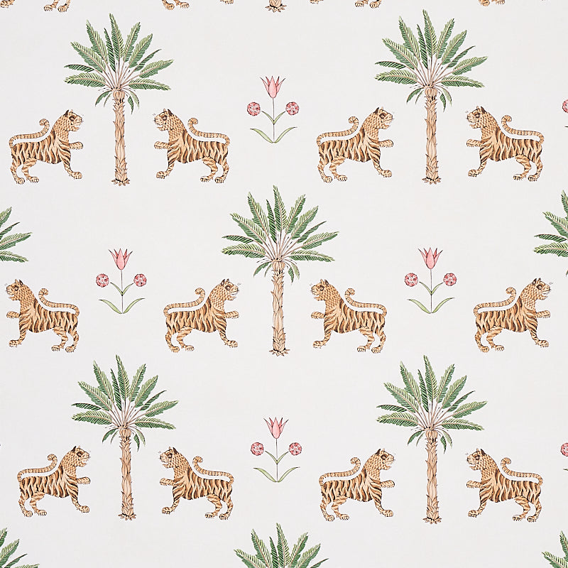 Schumacher Tiger Palm Crimson Wallpaper Sample 5012922