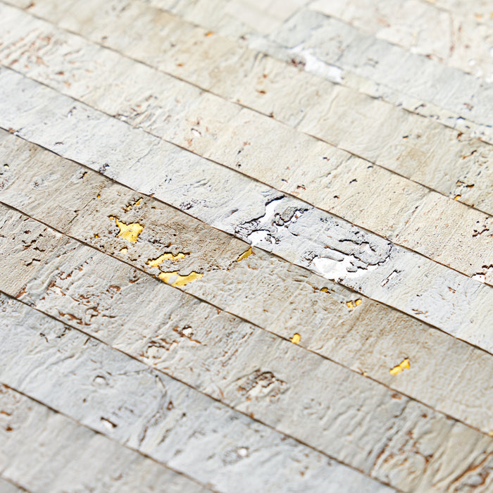 Schumacher Cork Stripe White Wallpaper Sample 5013000