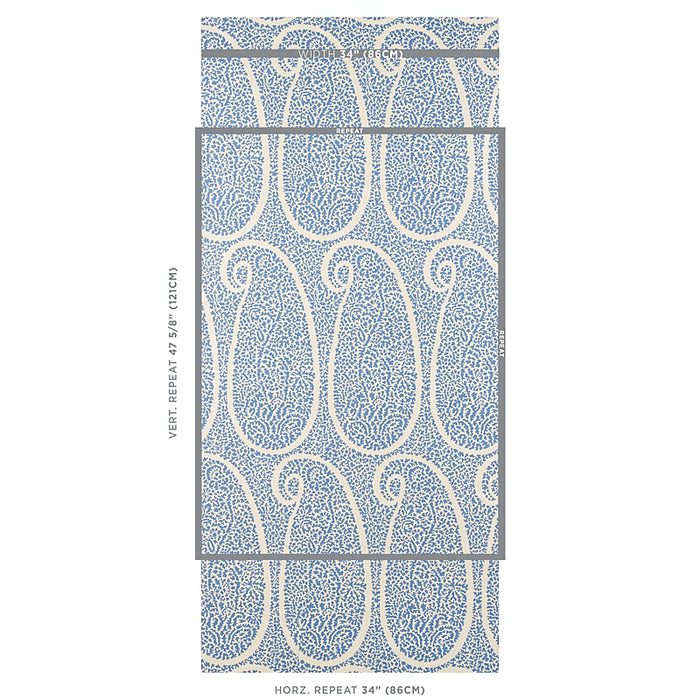 Schumacher Ambala Paisley Sisal Bright Blue Wallpaper 5013030
