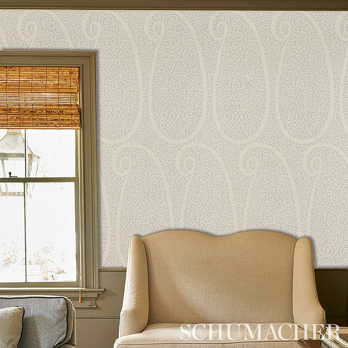 Schumacher Ambala Paisley Sisal Slate Wallpaper 5013031