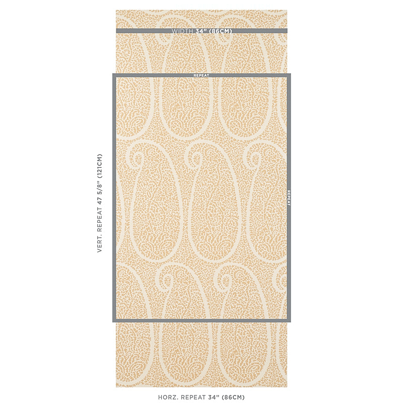 Schumacher Ambala Paisley Sisal Straw Wallpaper Sample 5013033