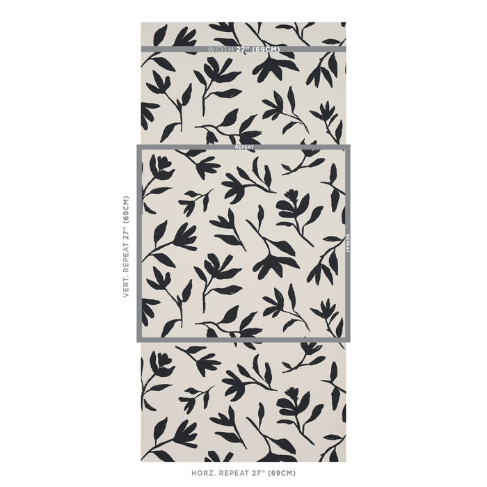 Schumacher Laurel Black Wallpaper Sample 5013071