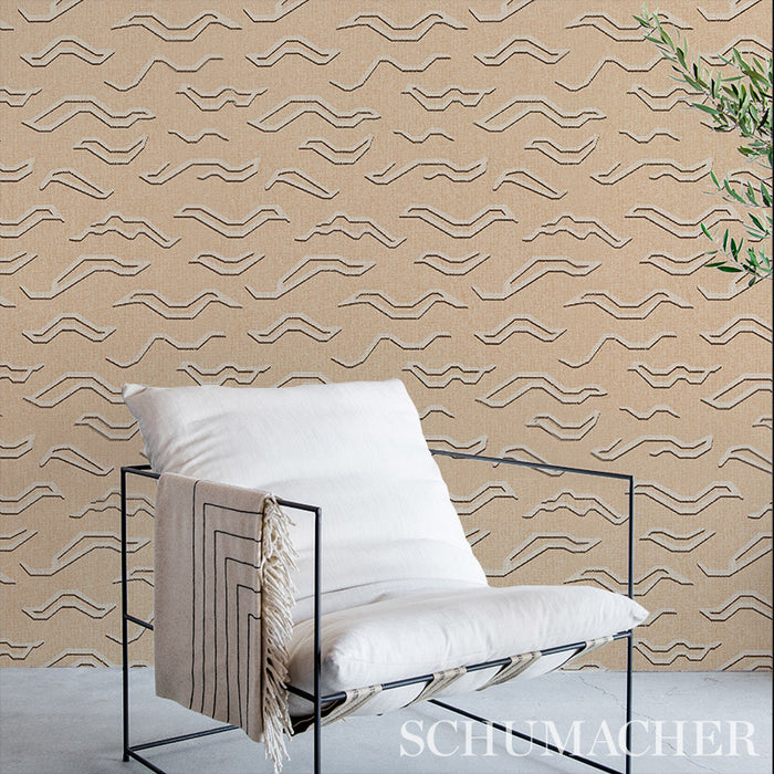 Schumacher Kata Paperweave Oatmeal Wallpaper Sample 5013110