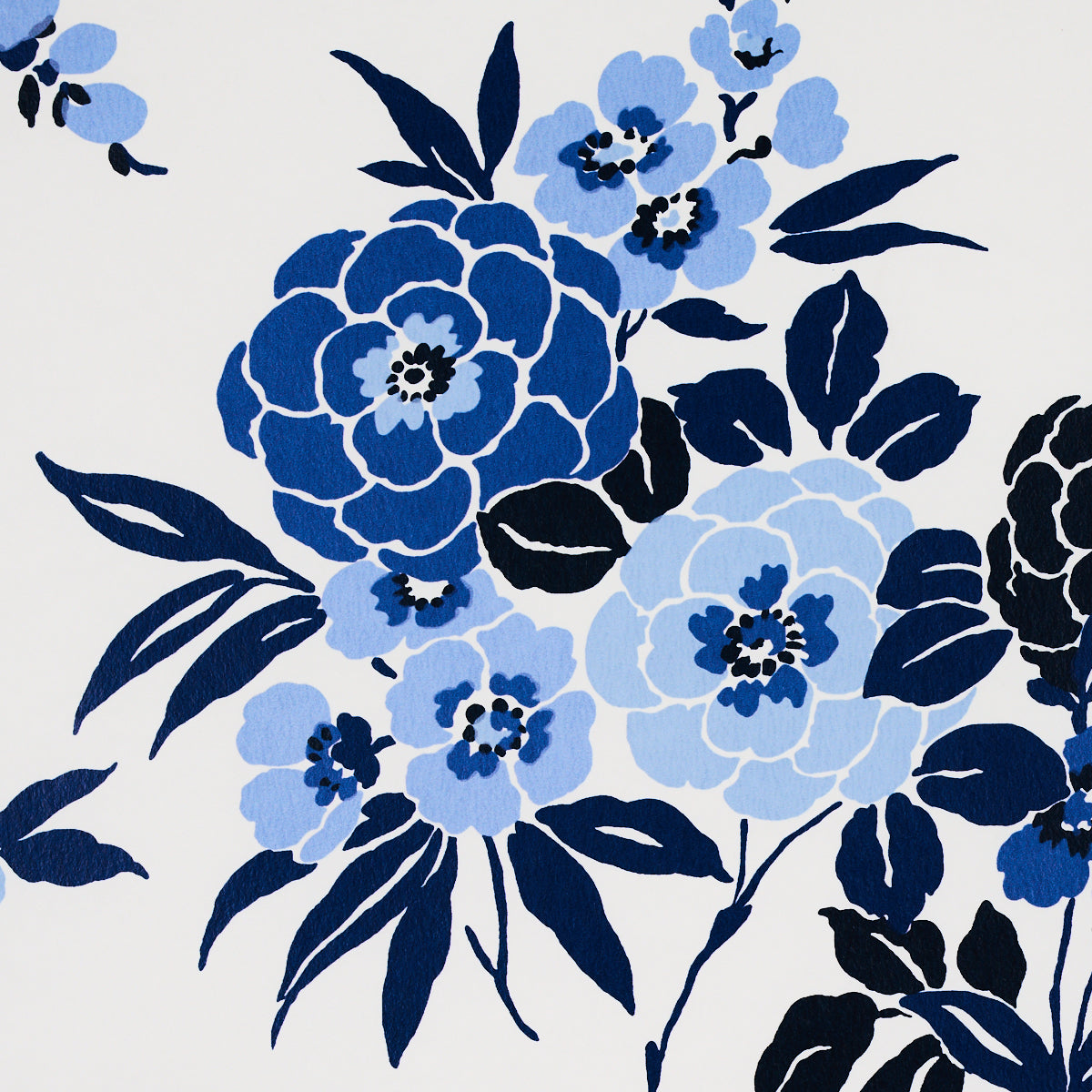 Schumacher Valentina Floral Blues Wallpaper Sample 5013130