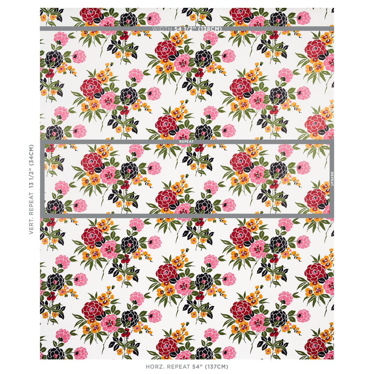 Schumacher Valentina Floral Multi On White Wallpaper 5013131