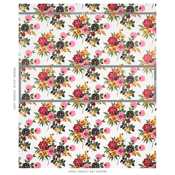 Schumacher Valentina Floral Multi On White Wallpaper Sample 5013131