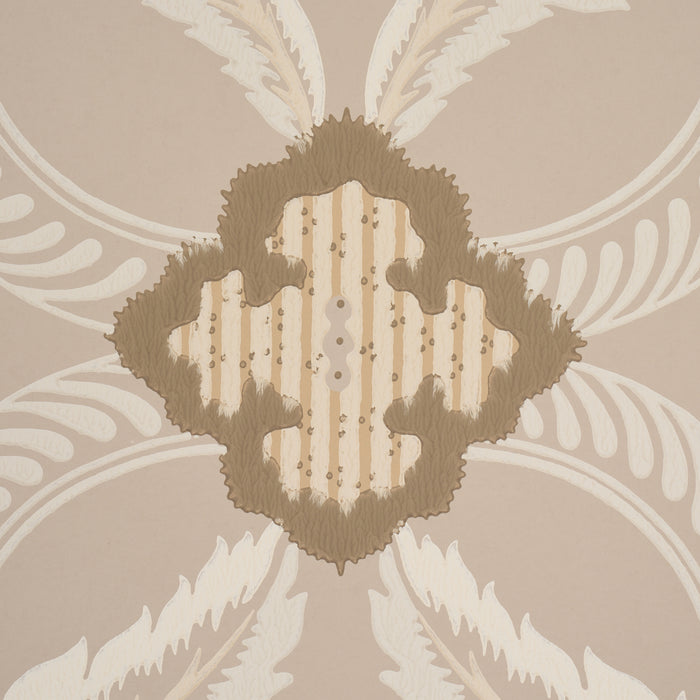 Schumacher Front Waltz Taupe Wallpaper Sample 5013153