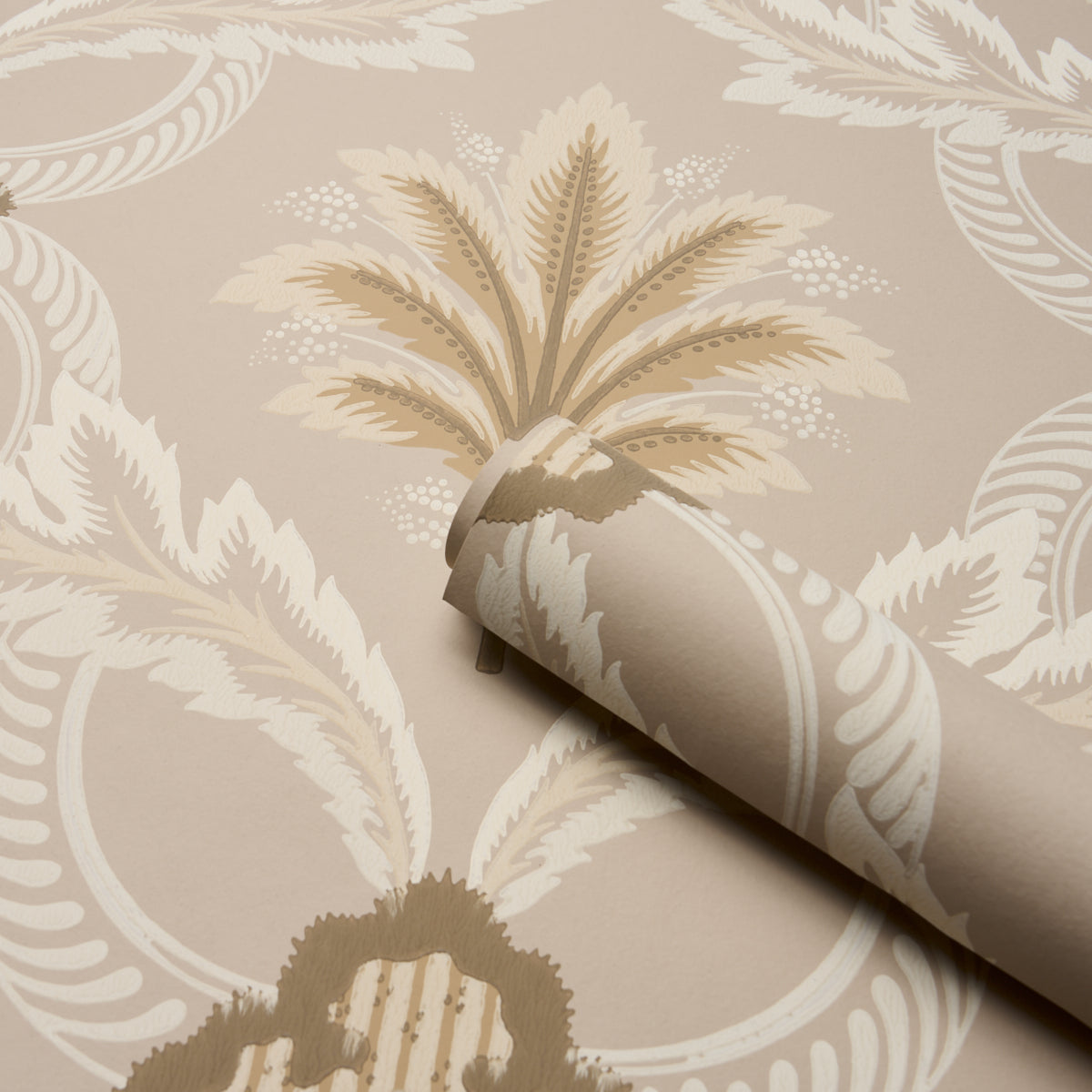 Schumacher Front Waltz Taupe Wallpaper Sample 5013153