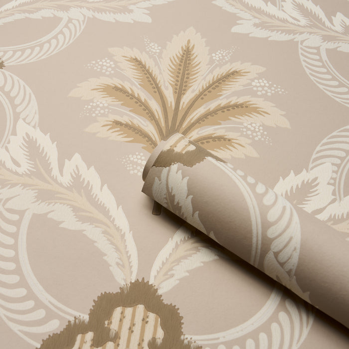 Schumacher Front Waltz Taupe Wallpaper Sample 5013153