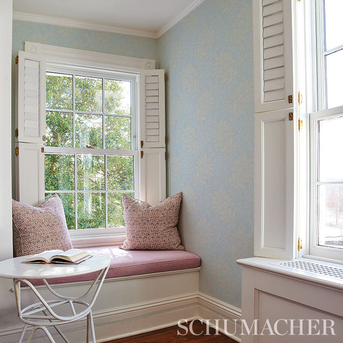 Schumacher Secret Garden Light Blue Wallpaper Sample 5013171