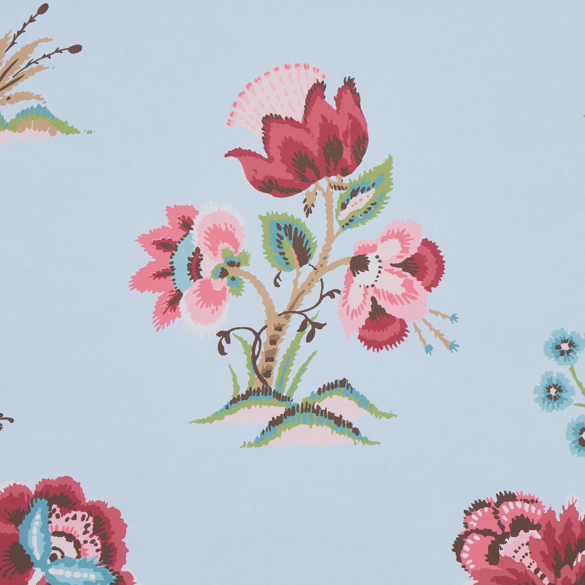 Schumacher Ashford Rose & Sky Wallpaper Sample 5013180