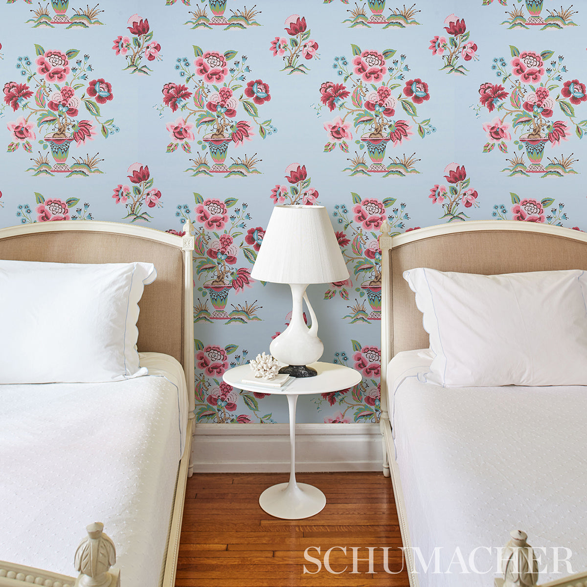 Schumacher Ashford Rose & Sky Wallpaper Sample 5013180