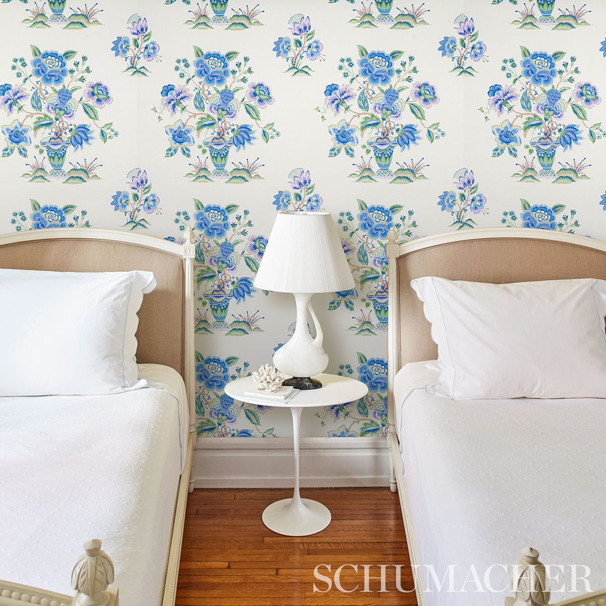 Schumacher Ashford Cornflower & Lilac Wallpaper Sample 5013181