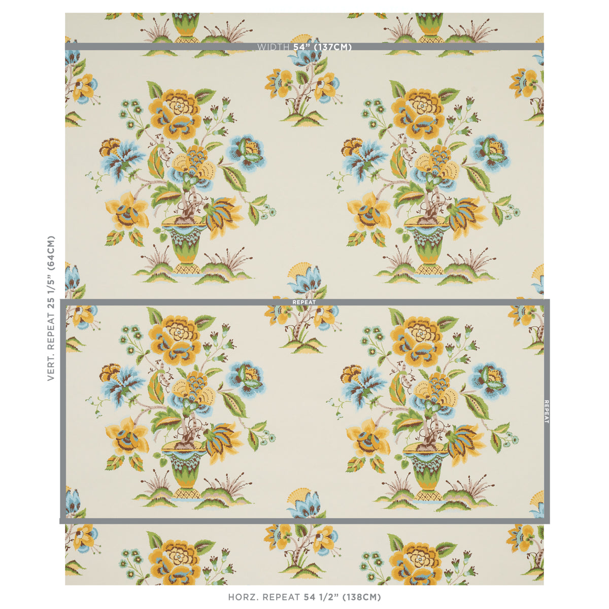 Schumacher Ashford Ochre & Sky Wallpaper Sample 5013182