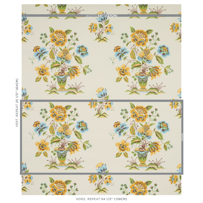 Schumacher Ashford Ochre & Sky Wallpaper Sample 5013182