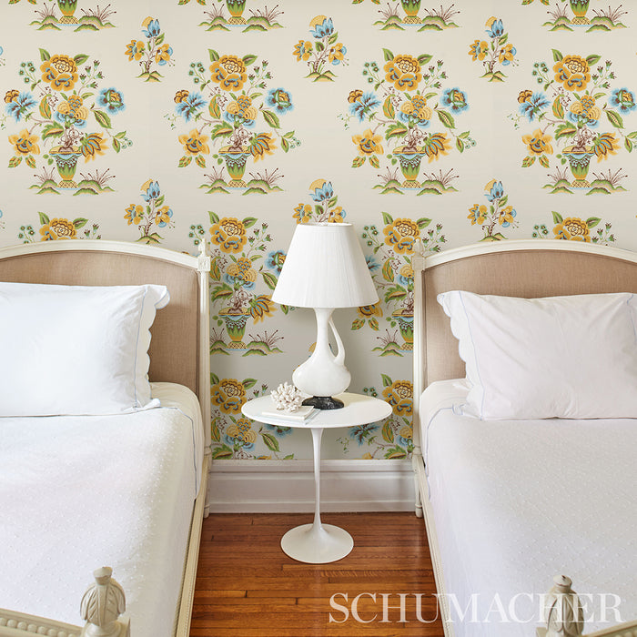 Schumacher Ashford Ochre & Sky Wallpaper Sample 5013182