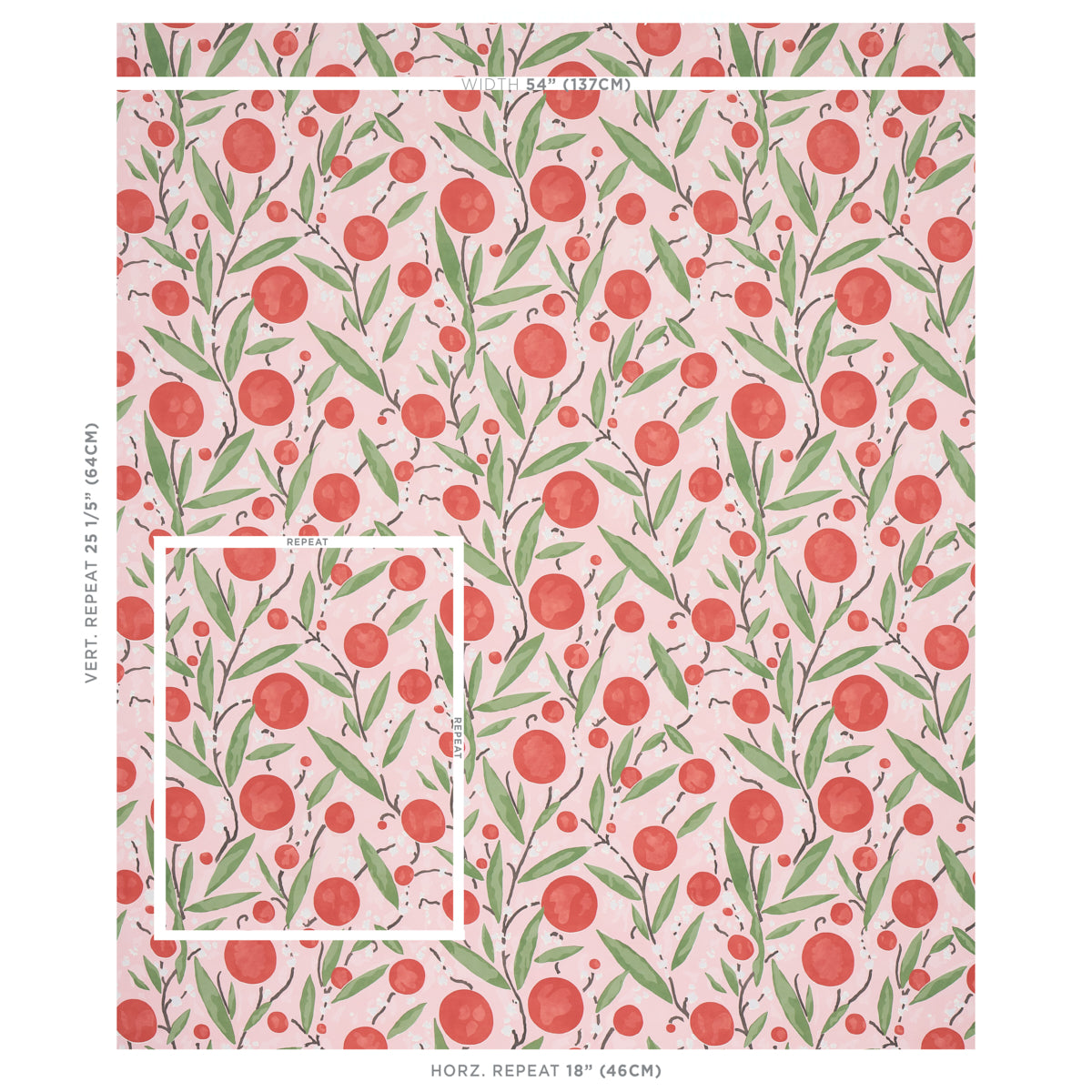 Schumacher Mirabelle Cherry & Blush Wallpaper Sample 5013201