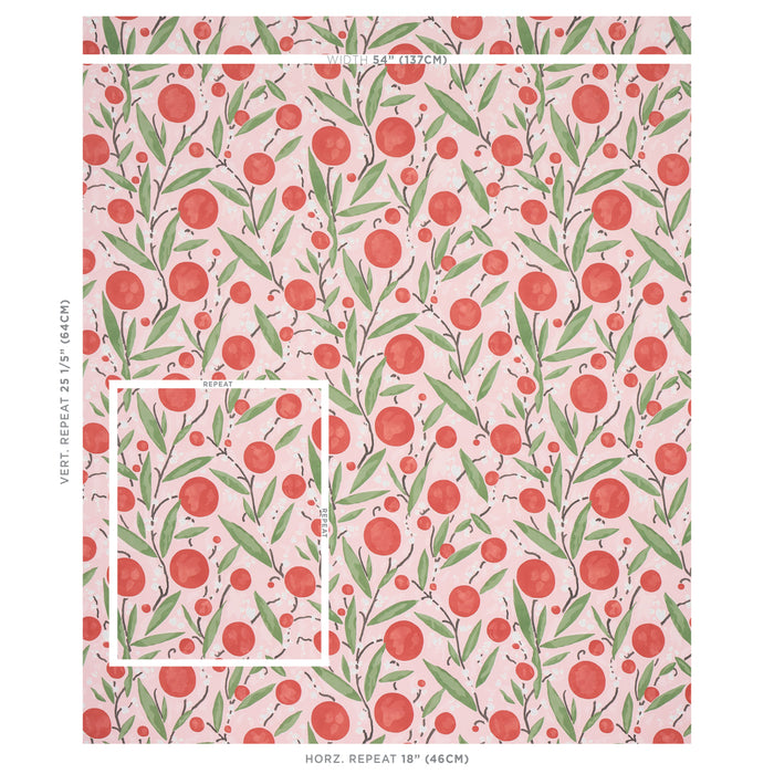 Schumacher Mirabelle Cherry & Blush Wallpaper Sample 5013201