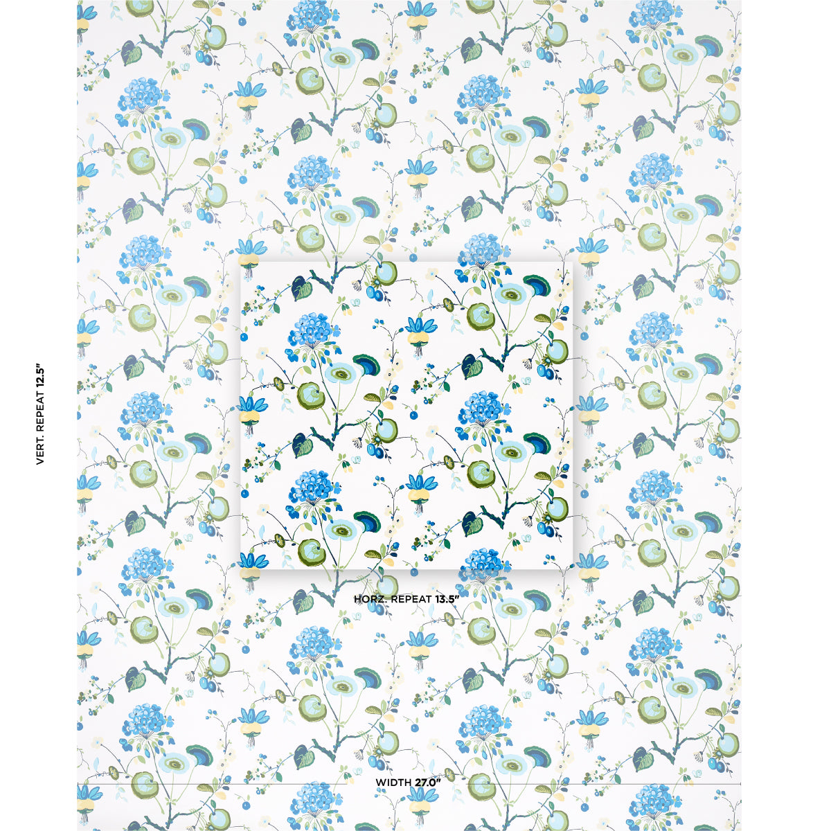 Schumacher Vasily Green & Blue Wallpaper Sample 5013210