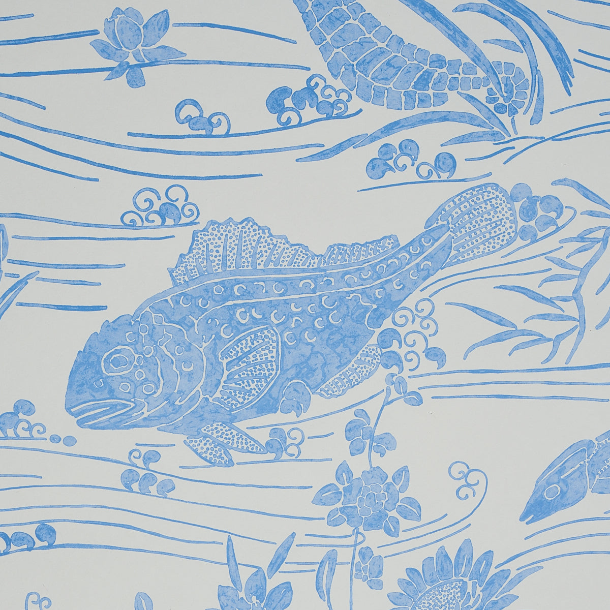 Schumacher Sea Garden Porcelain Wallpaper Sample 5013280