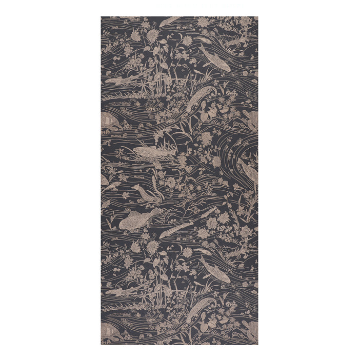 Schumacher Sea Garden Charcoal Wallpaper Sample 5013281