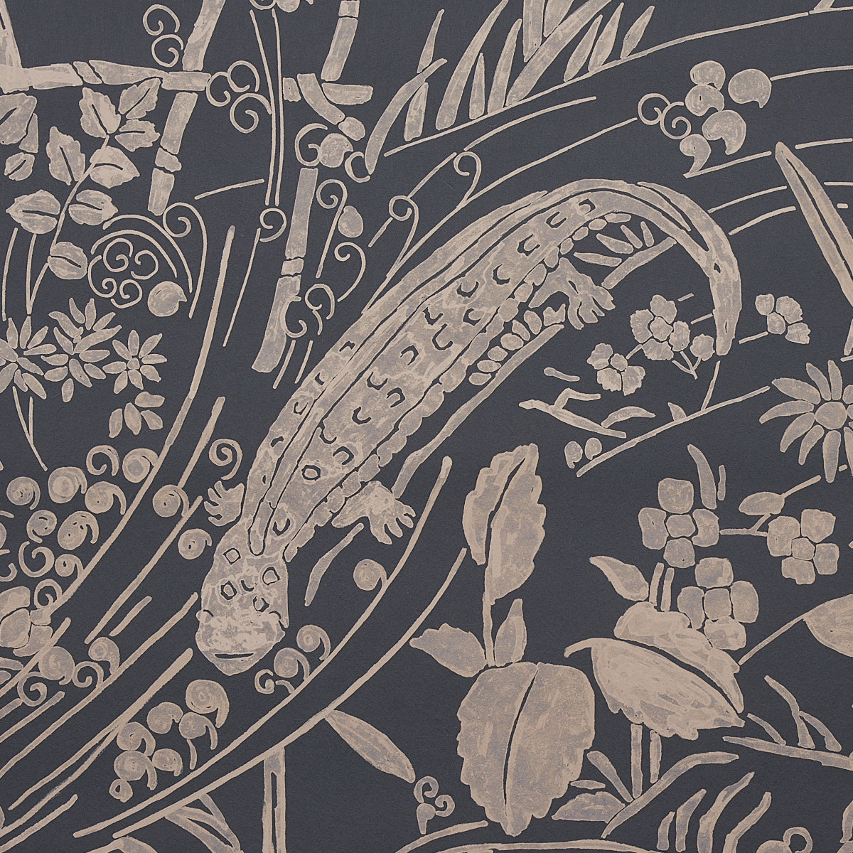 Schumacher Sea Garden Charcoal Wallpaper Sample 5013281