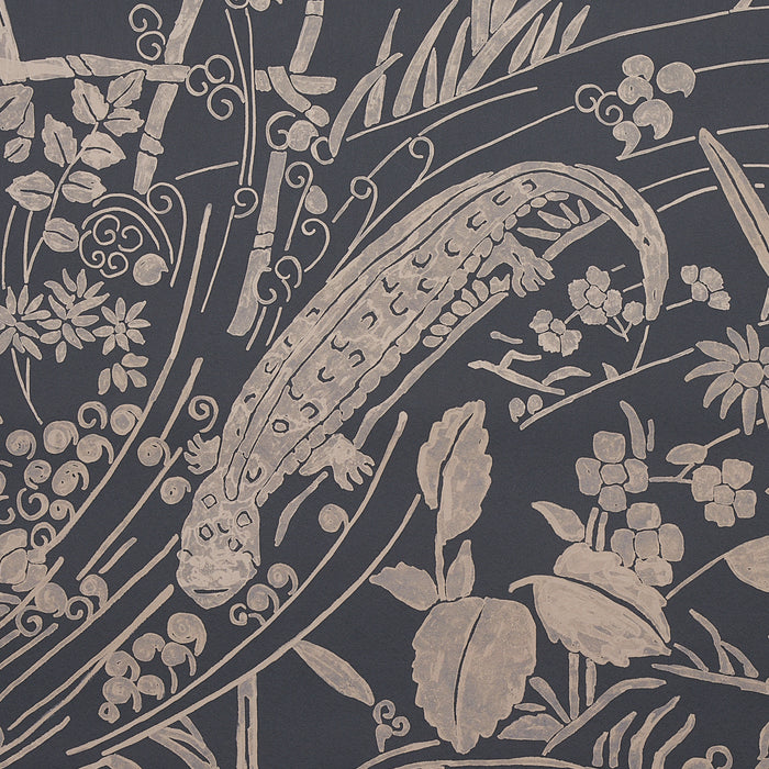 Schumacher Sea Garden Charcoal Wallpaper Sample 5013281