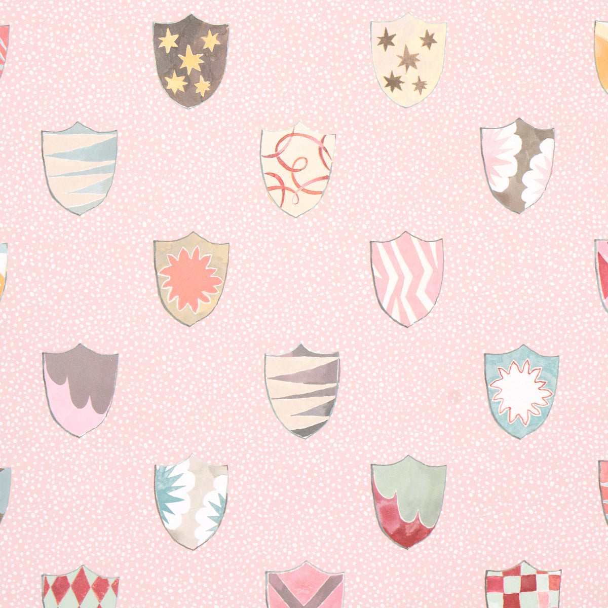 Schumacher Heraldic Pink Wallpaper Sample 5013492