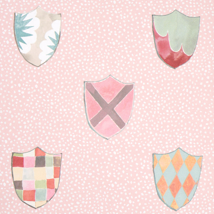 Schumacher Heraldic Pink Wallpaper Sample 5013492