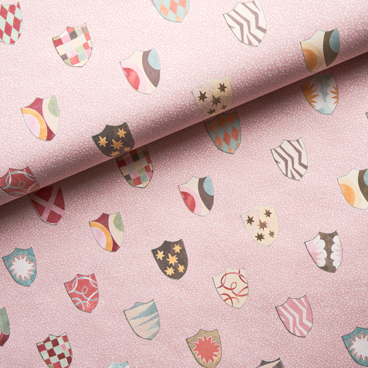 Schumacher Heraldic Pink Wallpaper Sample 5013492