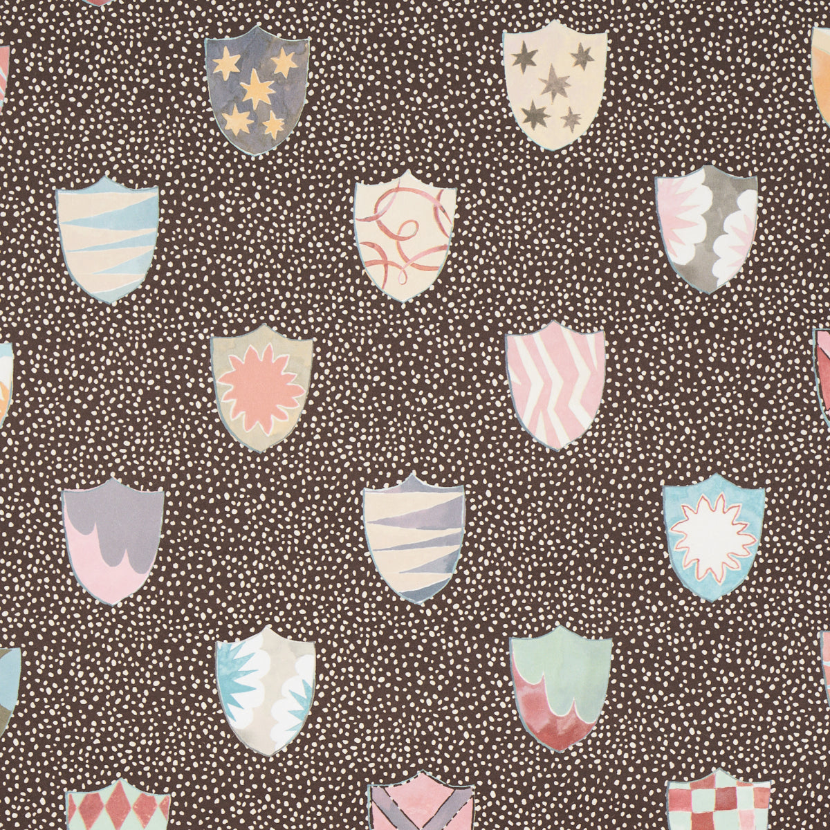 Schumacher Heraldic Brown Wallpaper Sample 5013493