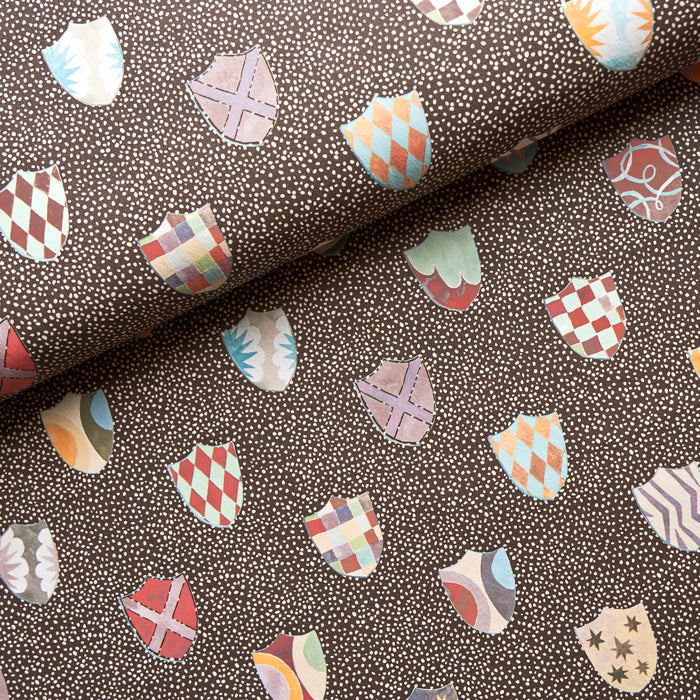 Schumacher Heraldic Brown Wallpaper Sample 5013493