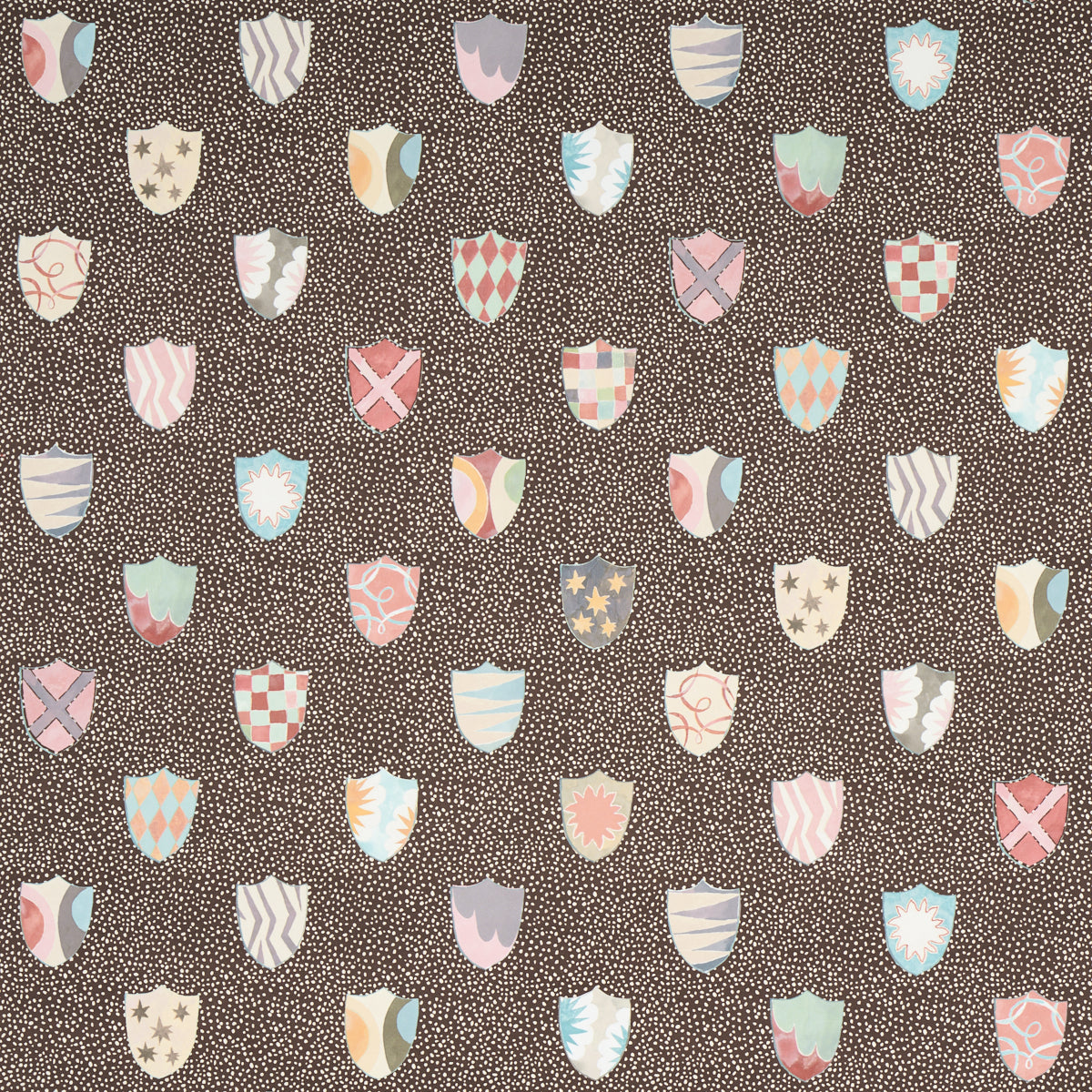 Schumacher Heraldic Brown Wallpaper Sample 5013493