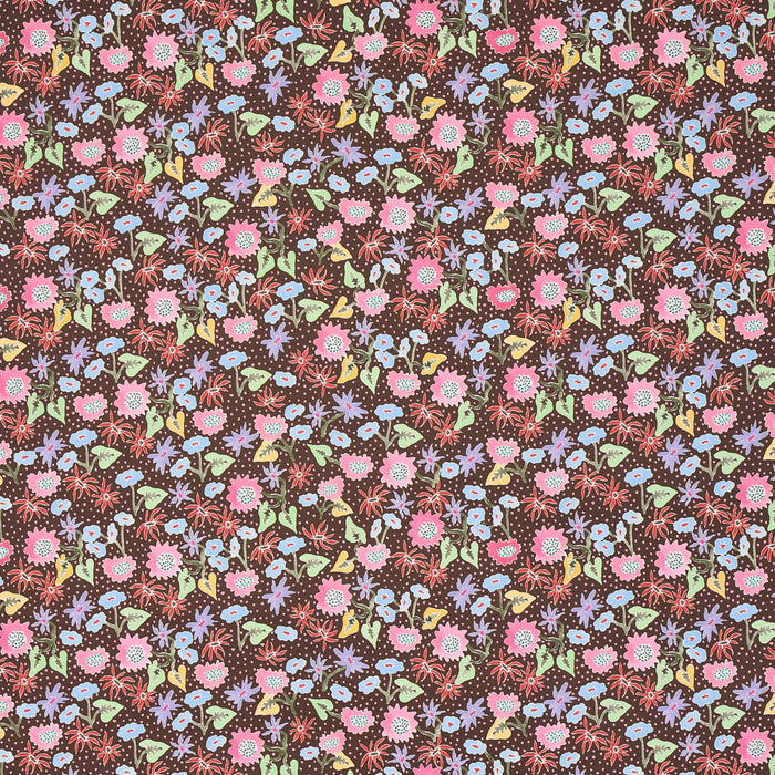 Schumacher Calico Multi On Brown Wallpaper Sample 5013502