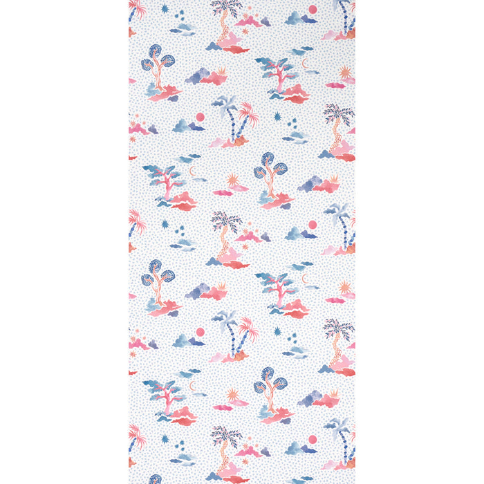 Schumacher Valletta Sky And Pink Wallpaper 5013520