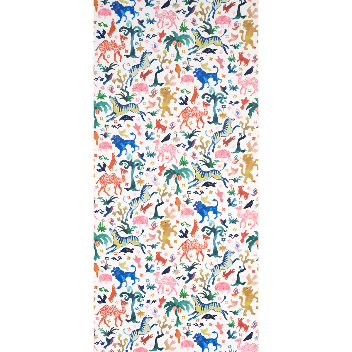 Schumacher Beasts Multi On Ivory Wallpaper Sample 5013530