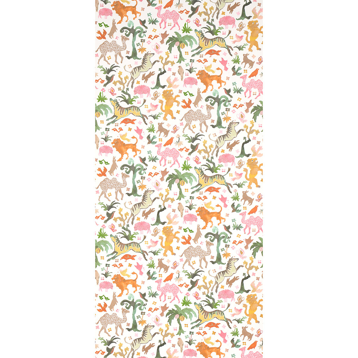 Schumacher Beasts Pink And Gold Wallpaper Sample 5013532