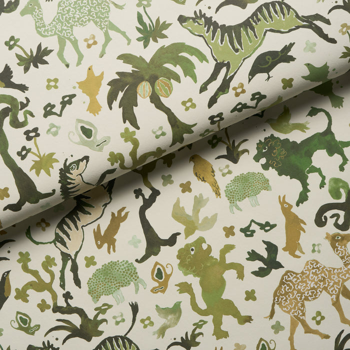 Schumacher Beasts Green Wallpaper Sample 5013533