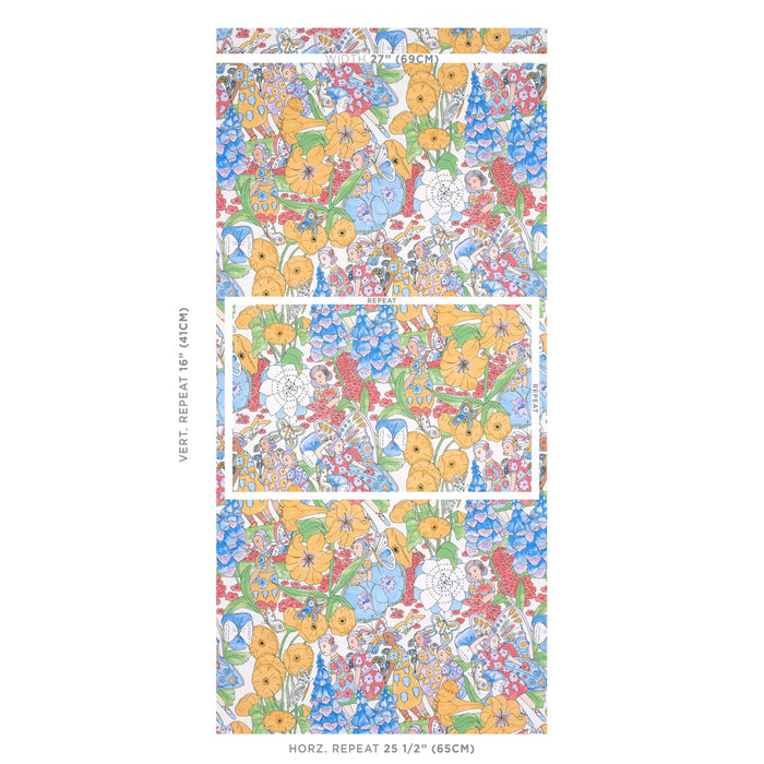 Schumacher Fairie Garden Yellow And Ivory Wallpaper Sample 5013541