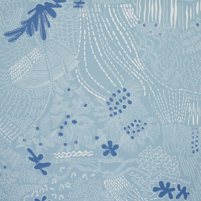 Schumacher Haven Teal And Navy Wallpaper Sample 5013561
