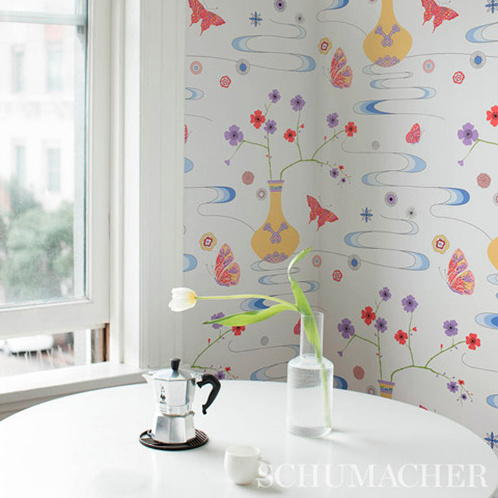 Schumacher Fantasia Formosa Ivory Wallpaper Sample 5013590