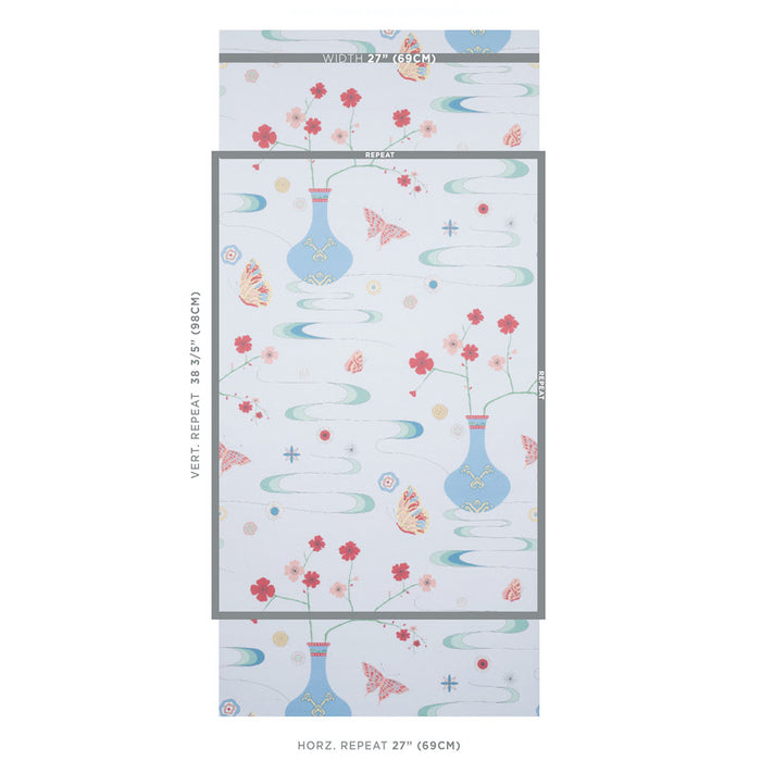 Schumacher Fantasia Hyacinth Blue Wallpaper Sample 5013591