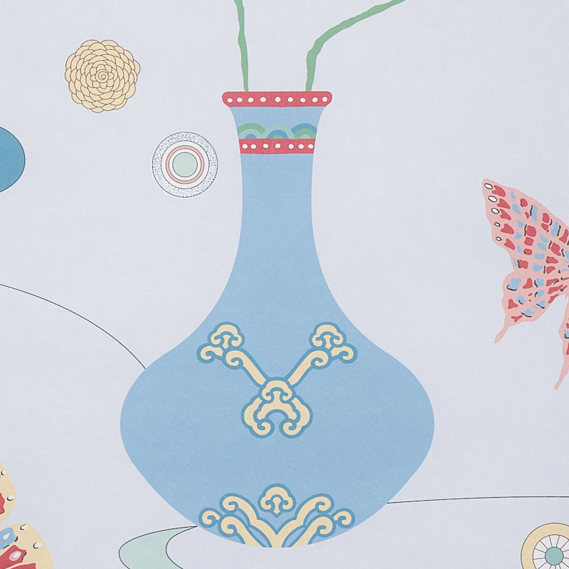 Schumacher Fantasia Hyacinth Blue Wallpaper Sample 5013591