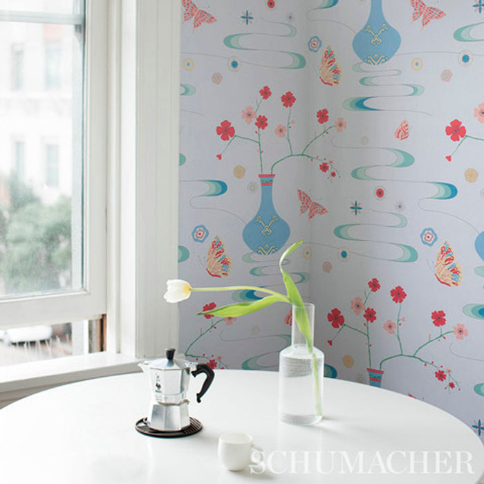 Schumacher Fantasia Hyacinth Blue Wallpaper Sample 5013591
