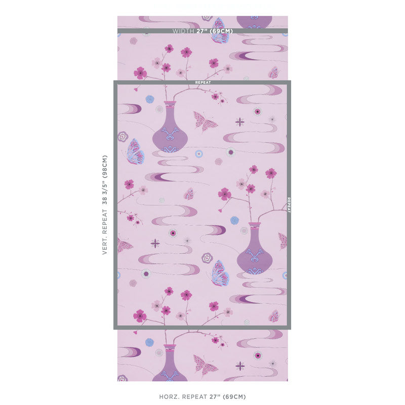 Schumacher Fantasia Peony Pink Wallpaper Sample 5013592