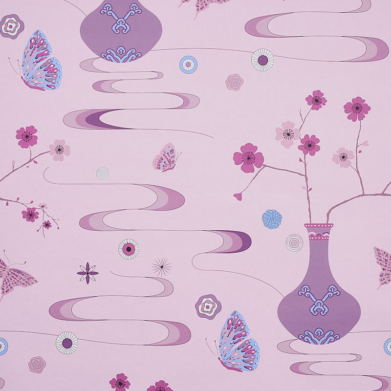 Schumacher Fantasia Peony Pink Wallpaper Sample 5013592