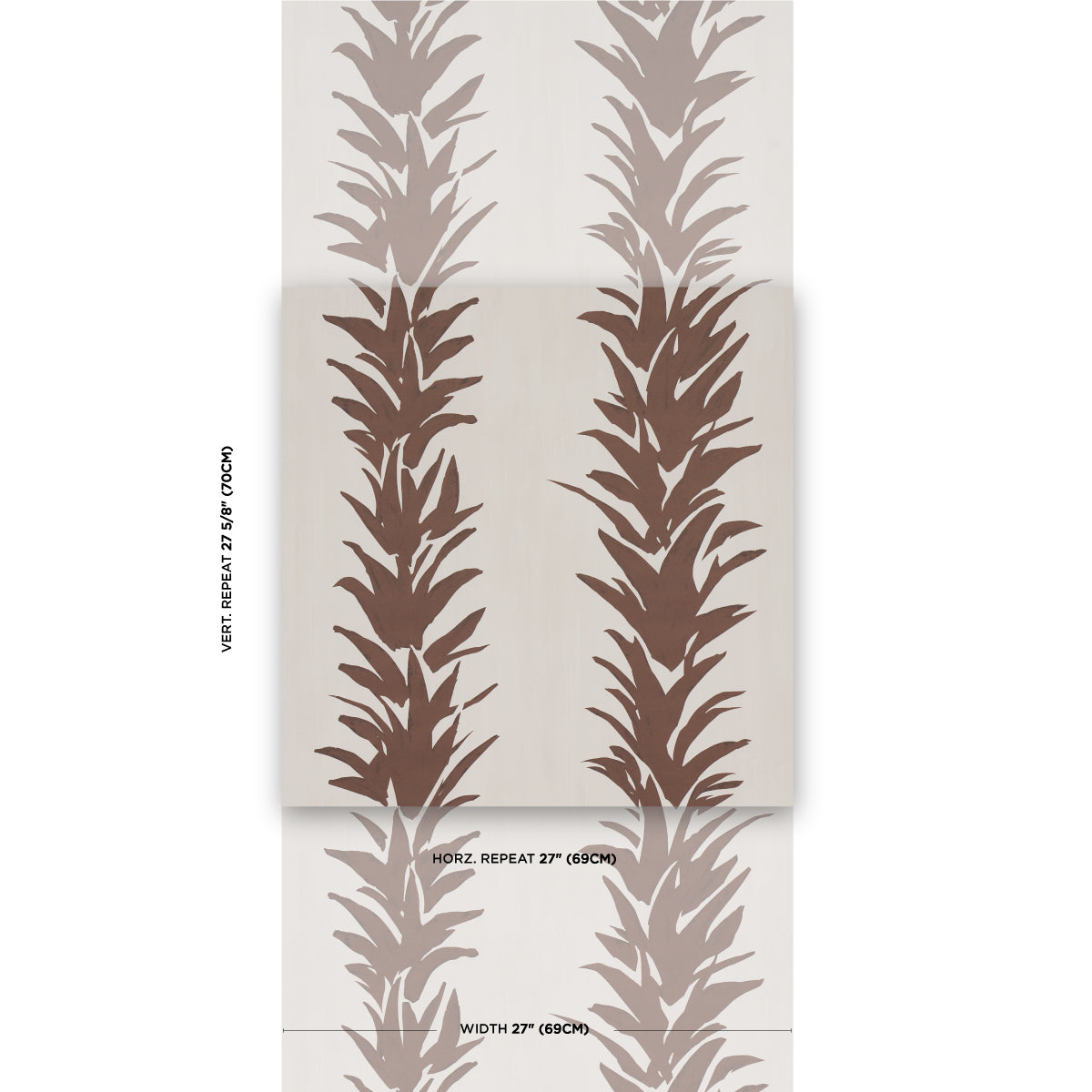 Schumacher White Lotus Cocoa Wallpaper Sample 5013665