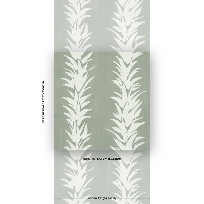 Schumacher X Backdrop White Lotus Cool Green Wallpaper Sample 5013666