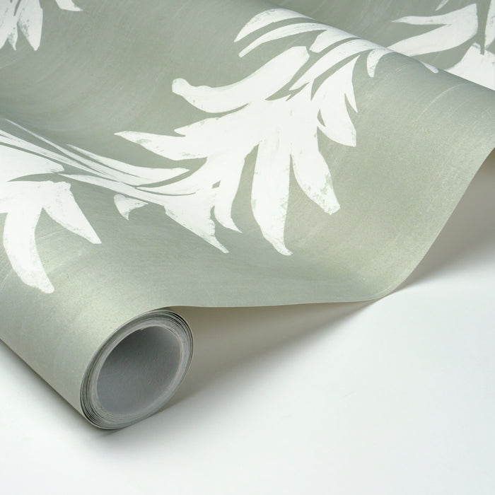 Schumacher X Backdrop White Lotus Cool Green Wallpaper Sample 5013666
