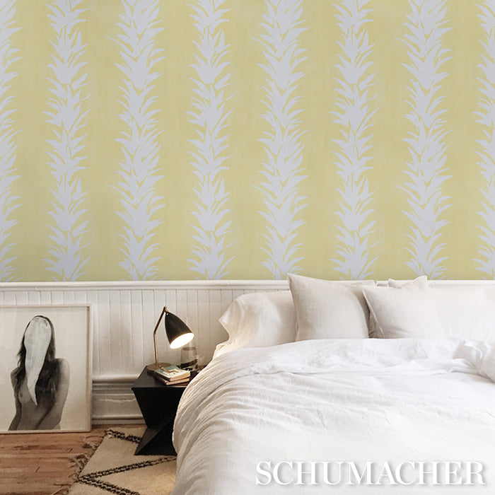 Schumacher X Backdrop White Lotus Light Yellow Wallpaper Sample 5013668